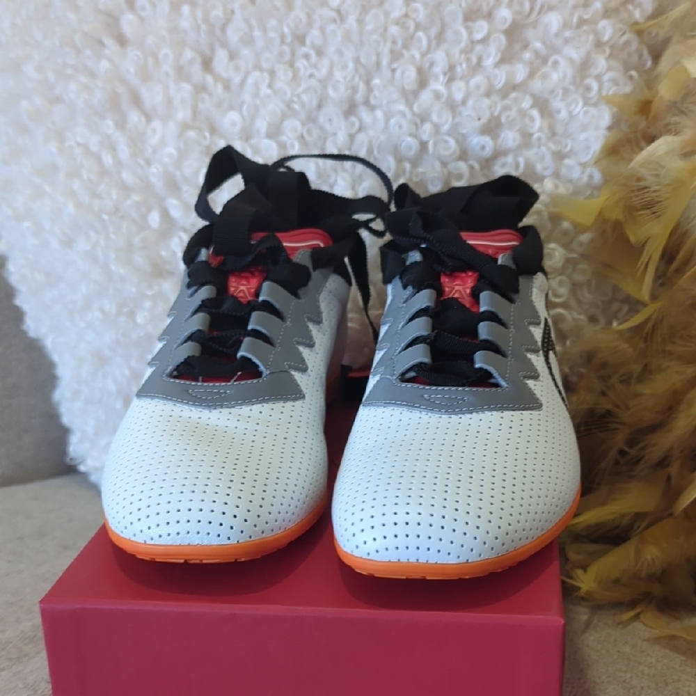 Valentino Garavani White and Gray Sneakers with Orange Soles